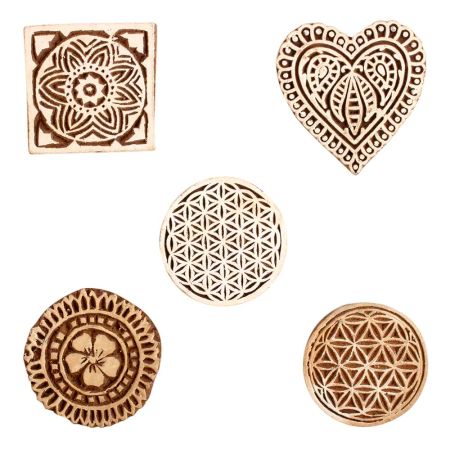 Set of 5 Piece New Mix Wooden Printing Block